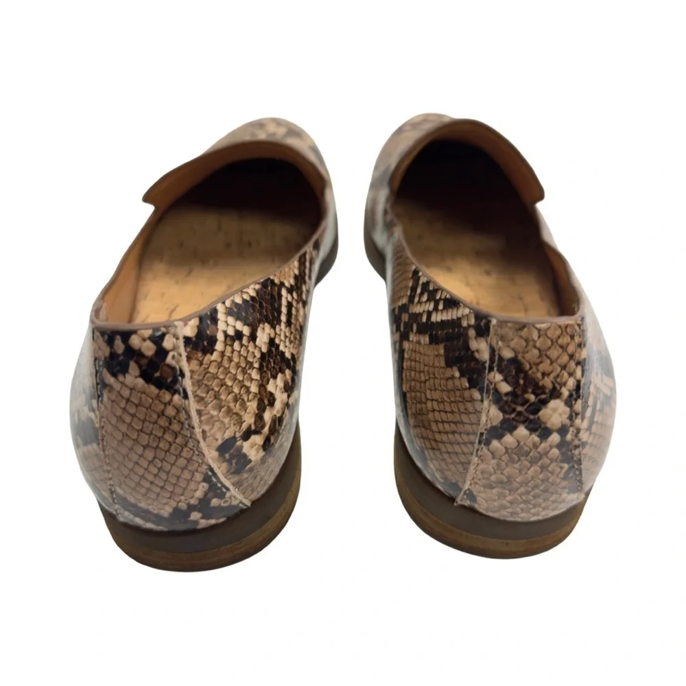 New Korks Laine Snake Embossed Leather Loafer, Size 8.5